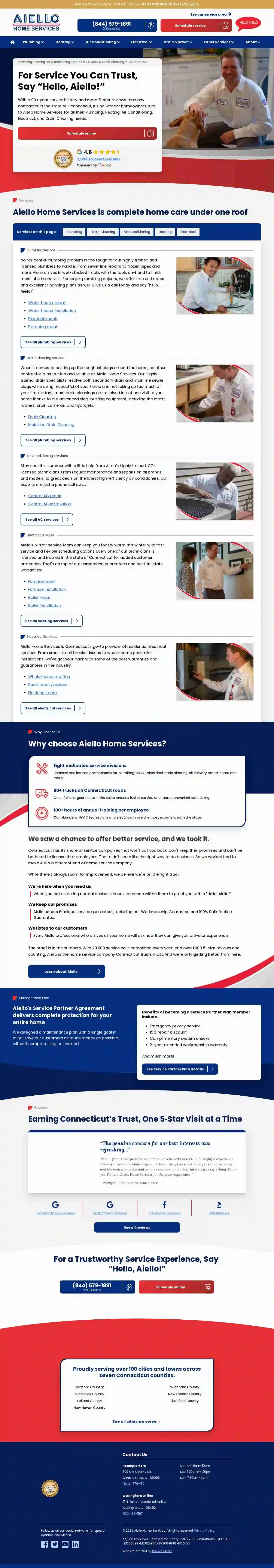 Aiello Home Services- Plumbing, Heating, AC, Electrical & Drain Cleaning