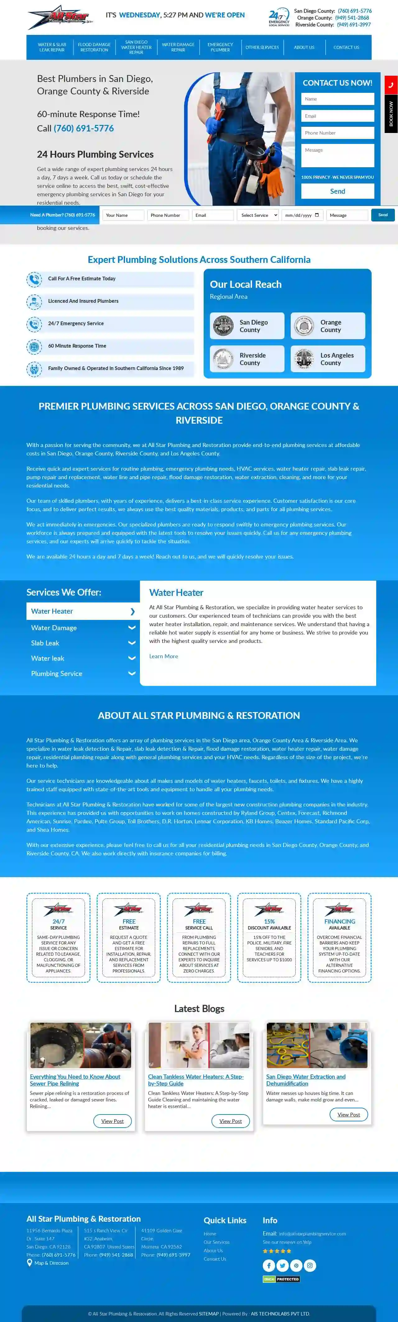 All Star Plumbing & Restoration - Plumber San Diego, CA