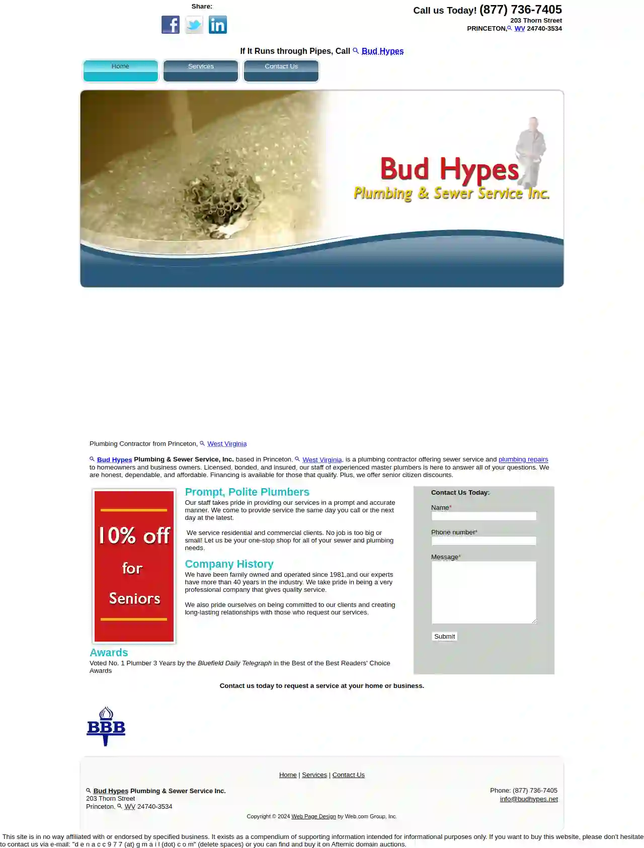 Bud Hypes plumbing & Sewer Service Inc