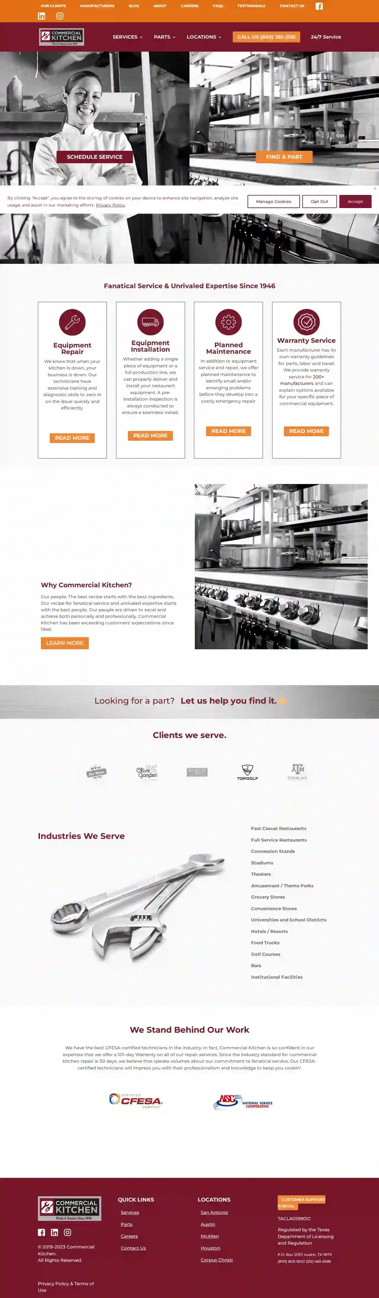 Commercial Kitchen Parts & Service