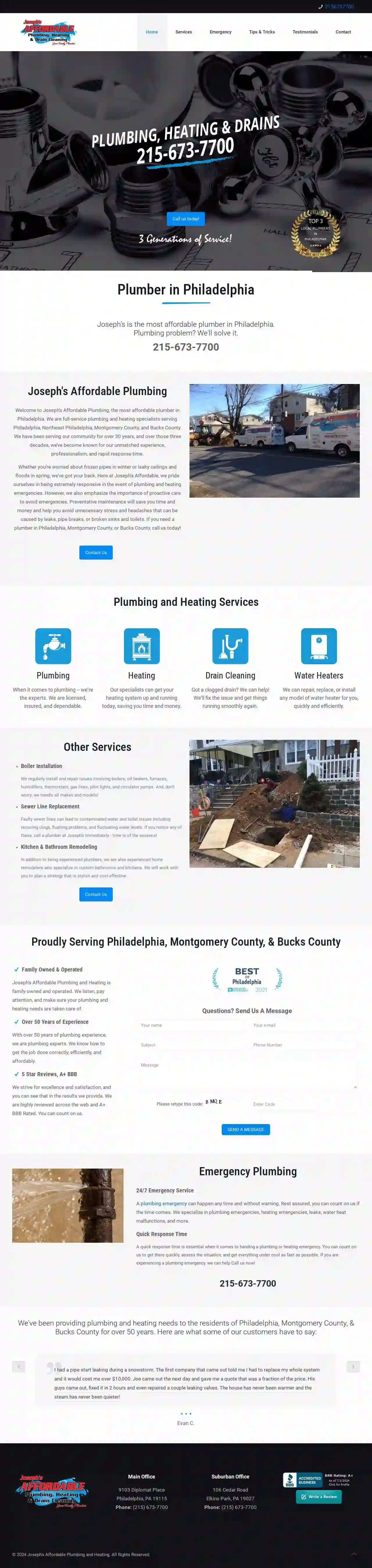 Joseph's Affordable Plumbing and Heating