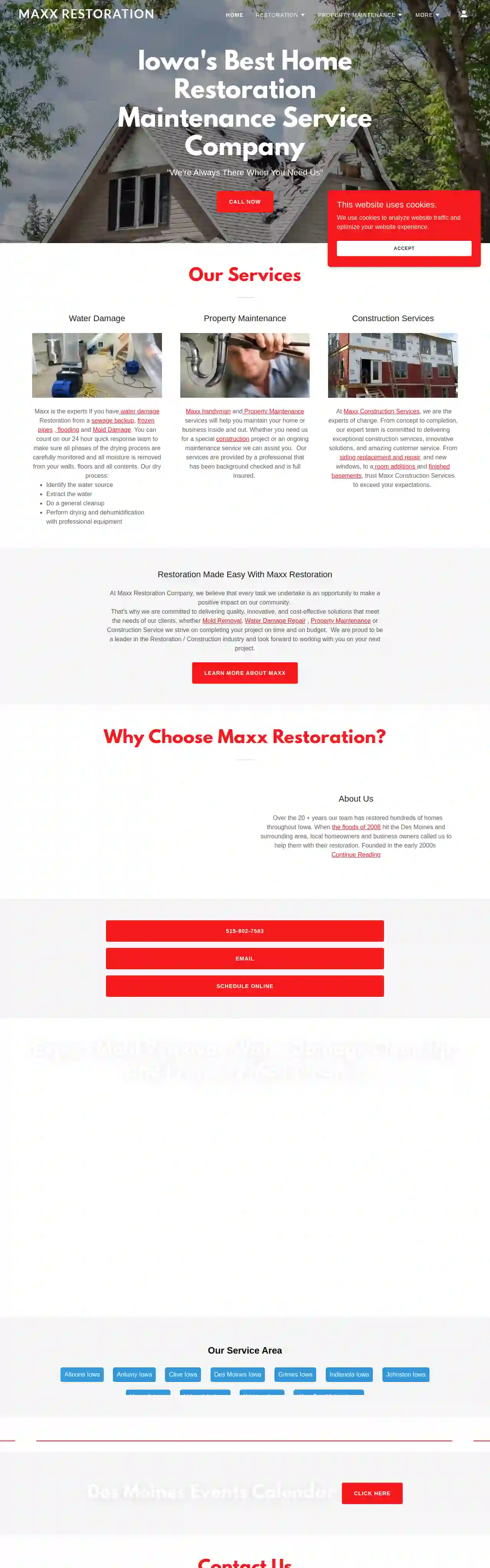 Maxx Restoration Construction & Water Mitigation Company in Des Moines Iowa