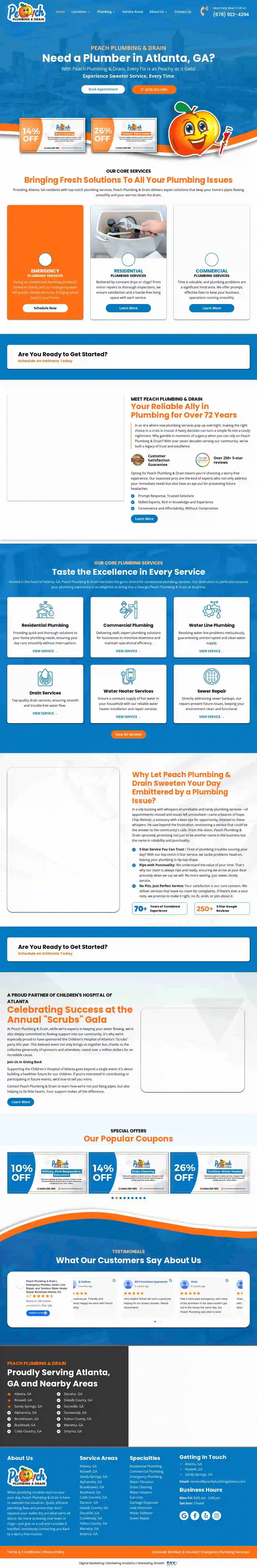 Peach Plumbing & Drain | Emergency Plumber, Water Heater Repair, Sewer Line & Water Line Repair Buckhead Atlanta, GA