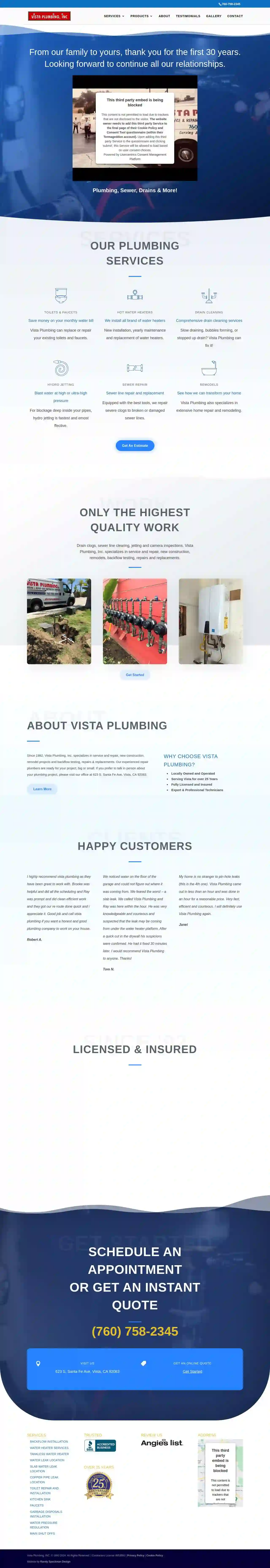 Vista Plumbing Inc